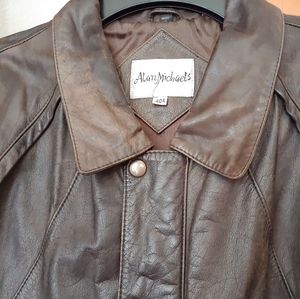 Vintage Brown 100% Leather Bomber Jacket in Tan & Gray distressed